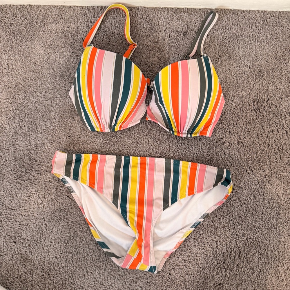Shade & Shore Colorful Striped Bikini